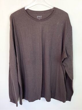 NWOT Pact Long Sleeve Organic Cotton Tee - Brown Heather - XXL